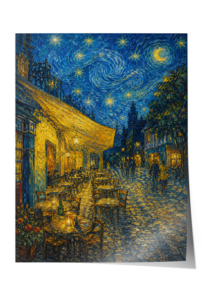 Zestia Poster inspirat de Van Gogh pentru terasa cafenelei, efect de pictură ...
