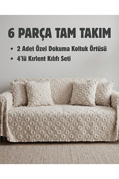 ELİTE COLLECTİON 6 Parça Koltuk Örtüsü ve Kırlent Kılıfı Seti – 2'li 170x210 ...