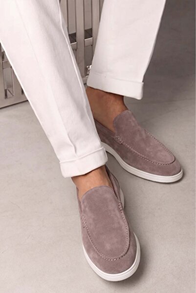 Shoetyle - Genuine Suede Leather Beige Color Men's Loafer - 115-K664