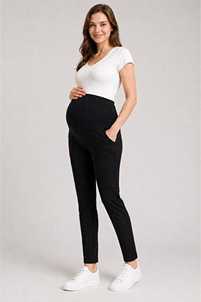 İmaj 390 Black Color Modal Adjustable High Waist Maternity Pants