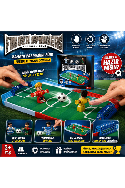 Cici Oyuncak Finger Spinners Football Game Parmak Futbol Oyunu 2 Kişilik Masa...