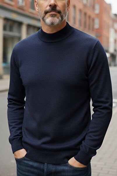 GİYU SHOP Men's Non-Pilling Half-Throat Knitwear Sweater Half Fisherman Knitw...