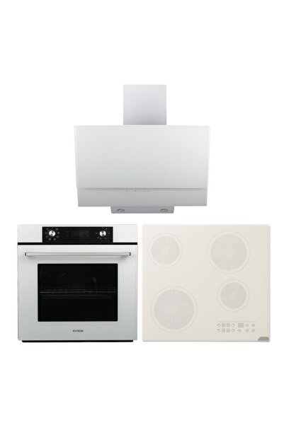 Alveus Elegance Beyaz Elektrikli 3'lü Cam Dijital Ankastre Set (3000-VİTRO-MF...