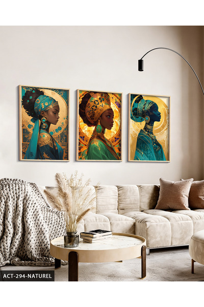 Evinemoda African Women 3 Pieces Wooden Framed Painting Act
