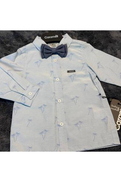 Caramell Boys' Oxford Shirt with Bow Tie - 100% Natural Cotton - Blue