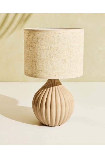 REDTAG Taupe Ribbed Ceramic Table Lamp