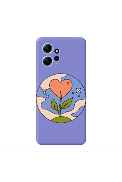 Other Xiaomi Redmi Note 12 4G Hearted Flower Purple Colored Silicone TPU Θήκη