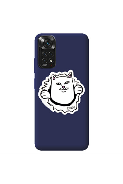 Other Xiaomi Redmi Note 11 4G White cat Dark blue Colored Silicone TPU Θήκη