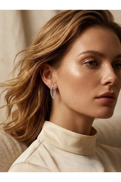 Nuveria Gold Color Forged Textured Geometric Shuttle Earrings