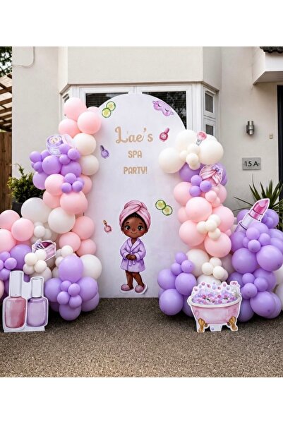 Çemrek Süs Parti Retro White Light Pink Lila Balloon Chain Set of 100