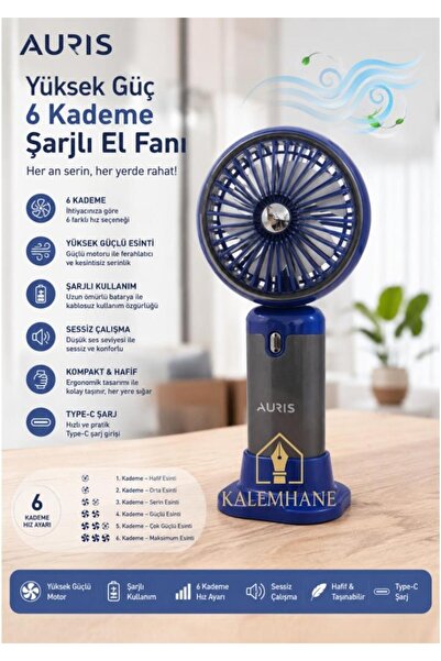 kalemhane Dijital Göstergeli Büyük Boy El Fanı Siyah