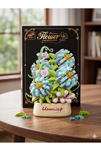 Arvela Premium Blooming Çiçek Yapım Blokları - DIY Mavi Krizantem Buketi Deko...