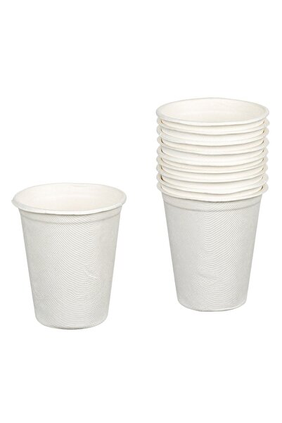 Z Store Σετ 10 λευκών ποτηριών από ζαχαροκάλαμο, 260ml