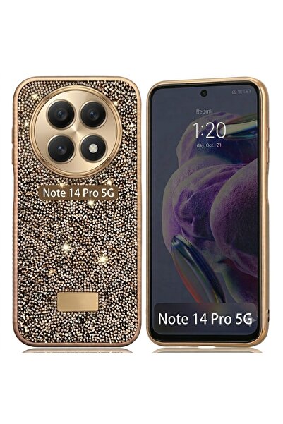 Pilanix Xiaomi Redmi Note 14 Pro 5G Kılıf Silikon Kenarlı Taşlı Parlak Lux Di...