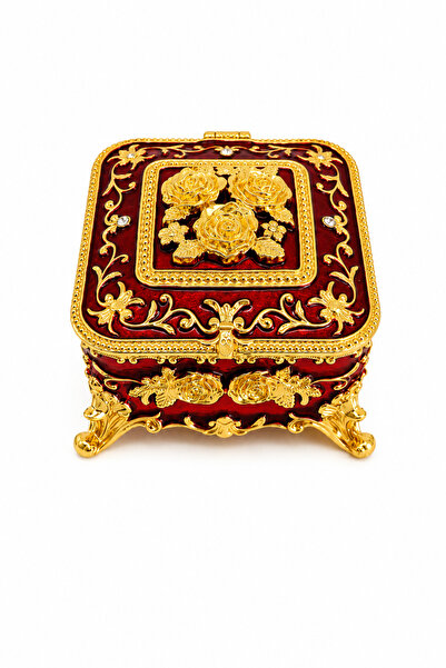 taru pasaj Square Gem Jewelry Box Green Gold Decorative Jewelry Storage Box w...