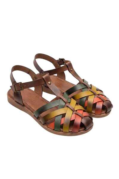 Barinoska Women's Genuine Leather Belted Sandals Black Color Strapped Comfort...