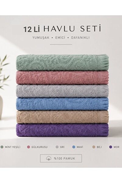Vivesta Home 30X50 cm Set of 12 Cotton Kitchen Towels |   Soft Absorbent Dryi...