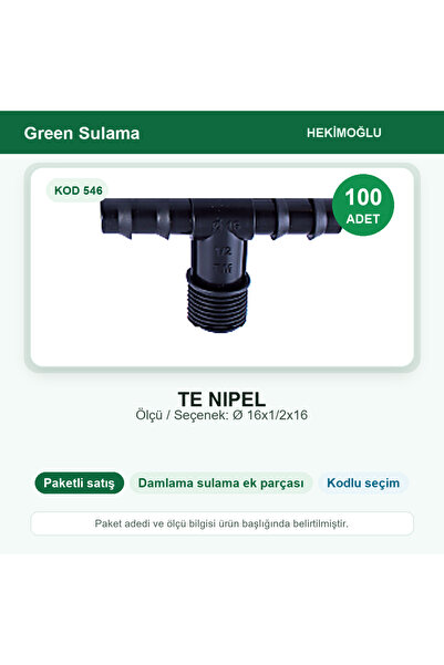 HEKİMOĞLU Te Nipple Ø 16X1/2X16 100 Pieces Package Code 546