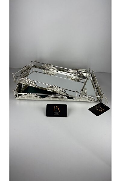 Palpe Set of 2 Mirrored Trays Girl's Wish Engagement Promise Presentation Tra...
