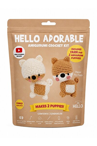 bakgelal Hello Adorable Amigurumi Köpek Yapım Kiti – 2'li BFF Kendin Yap Örgü...
