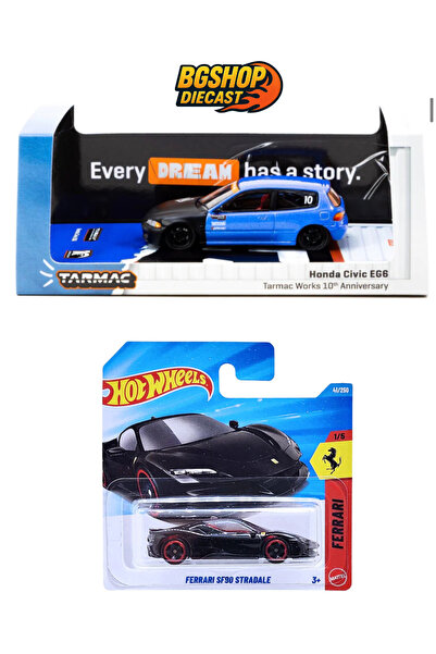 HOT WHEELS FERRARI SF90 Stradale - Tarmac Works 1/64 Honda Civic EG6 Tarmac W...