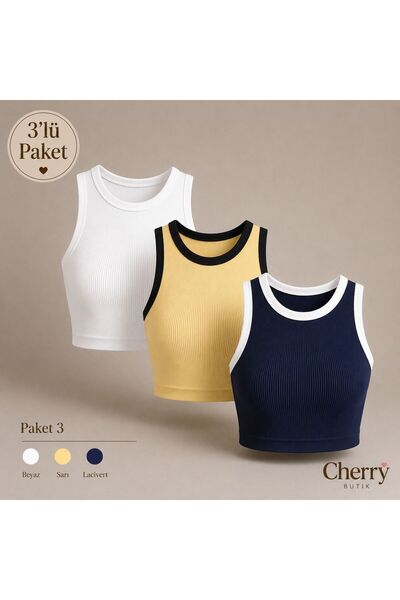 Cherry Butik Τριπλό Halter Crop Body με λαιμόκοψη halter