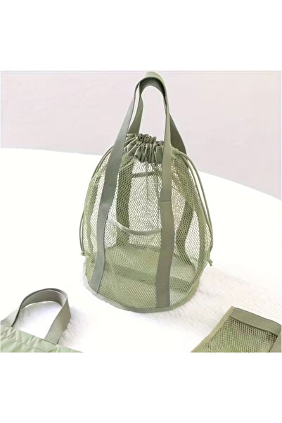 choice2 green 1 Piece - Large Capacity Mesh Bag, Durable Nylon Drawstring Toi...