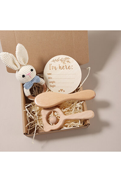 Choice wood color lantu 3-4 pcs baby comb brush set newborn gift set Natural ...
