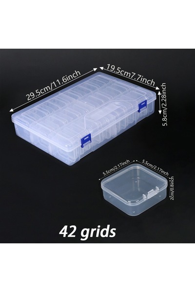 Choice 42 box 14/ 20/ 28/ 42pcs Small Clear Empty Storage Box Plastic Square ...