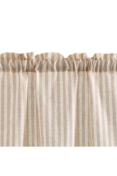 Choice8 Rod Pocket W66 X L91 CM 2PC Taupe Jinchan Linen Blend Look Striped Ca...