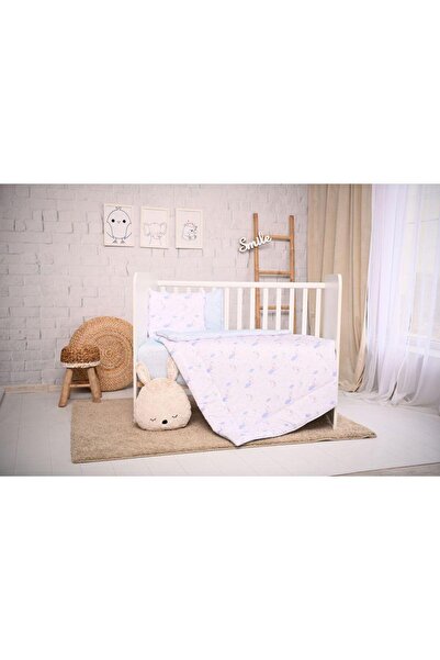 LORELLİ Set lenjerie pat 3 piese, bumbac ranforce, Cosy, Moon & Stars Blue