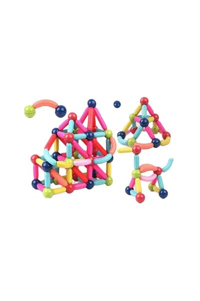 Rao Piese Magnetice pentru Copii, Set din 128 de Piese de Diferite Culori, Mu...