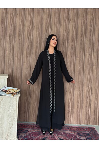 Missrosemoon Yeni Sezon Büyük Beden Tesettür 2’li Elbise Takım – Uzun Hırka T...