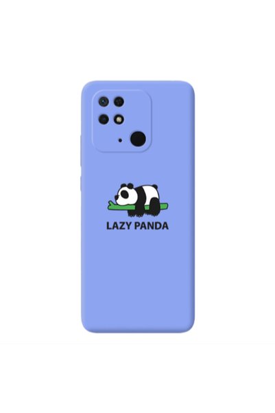 Other Xiaomi Redmi 10C Lazy panda Light Purple Colored Silicone TPU Θήκη