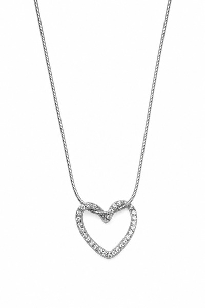 Jack Ferrero Steel Heart Figured Zircon Stone Snake Chain Necklace - Stylish ...