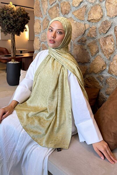 lamelif Bloom Pattern Ayrobin Floral Jacquard Shawl Mint Green