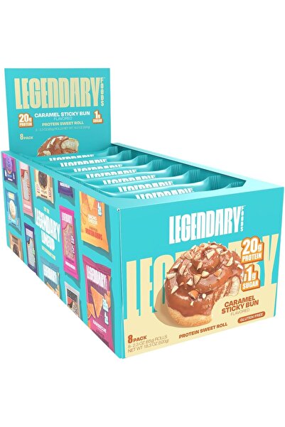 LEGENDARY FOODS لفائف بروتينية بنكهة الكراميل اللزجة 67 جرام (عبوة من 8 قطع)
