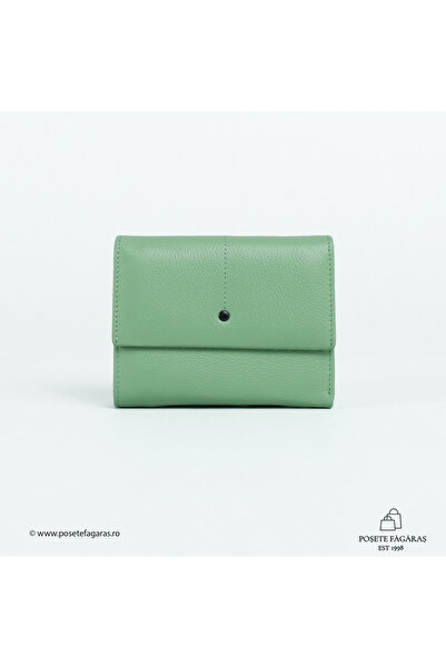 Posete Fagaras Alice Leather Wallet - Green - Mint, Genuine Leather Wallet , ...