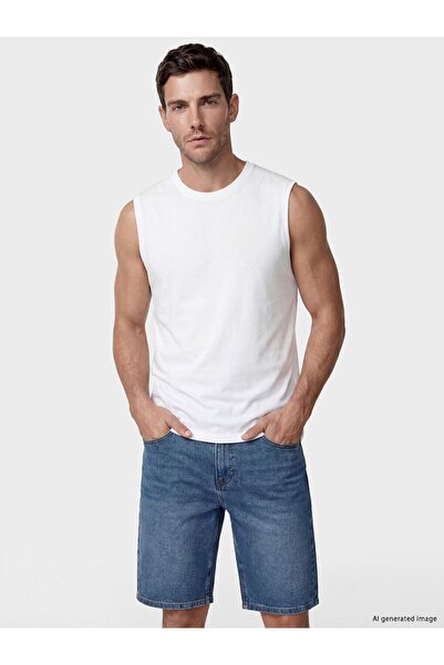 LC Waikiki Lcwaikiki Classic White Crew Neck Sleeveless Printed Men's T-Shirt