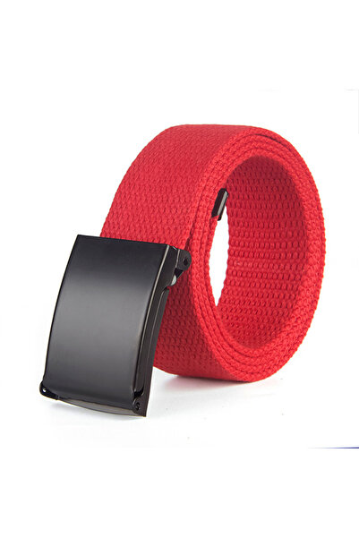 Choice7 115CM red Fashion New Unisex Trousers Belts Canvas Belt Metal Buckle ...