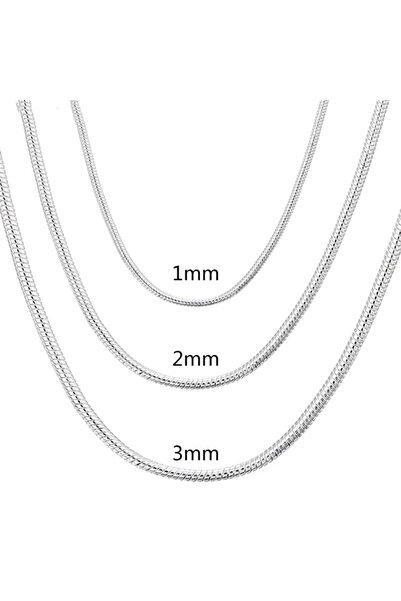 Choice5 55cm 3MM 45-60cm Silver Color 1MM/2MM/3MM solid Snake Chain Necklace ...