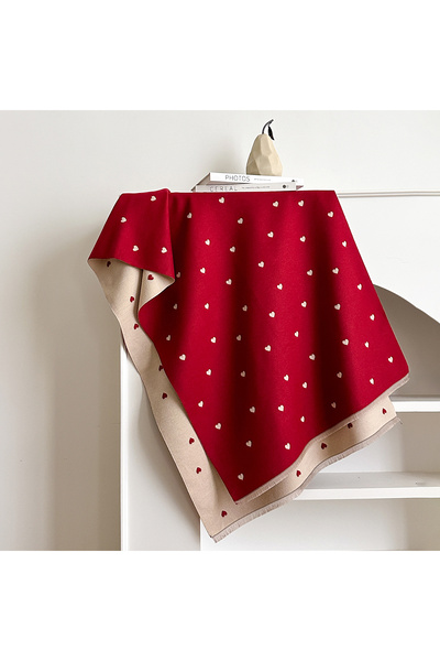 Choice Red Luxury Brand Winter Imitation Cashmere Heart Scarves for Women Sha...
