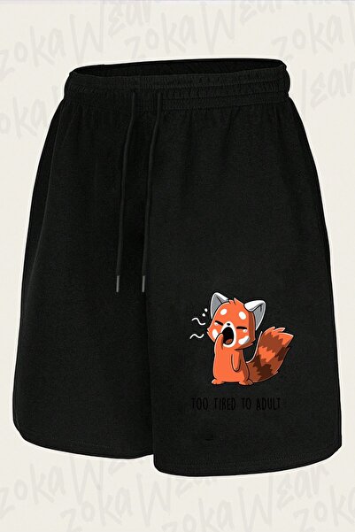 ZOKAWEAR Unisex Yorgun Tilki Too Tired to Adult Design Printed Shorts