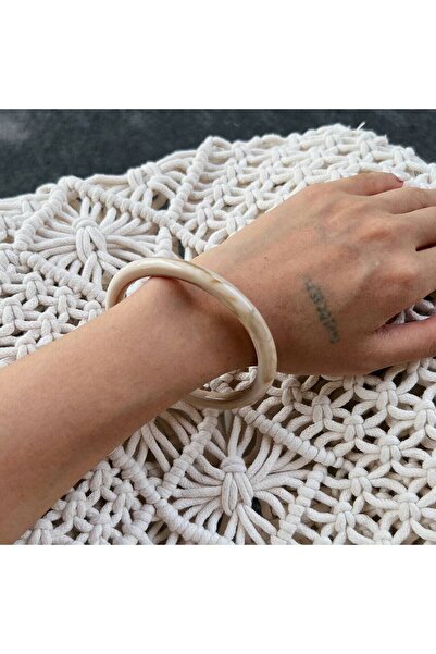 Choice1 Beige Salircon Vintage Texture Beige Coffee Thick Resin Acrylic Bangl...