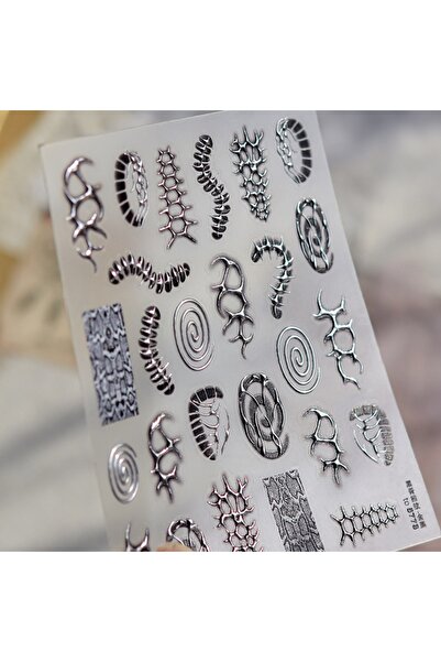 Choice27 NAILFYOU to5778 5D Cool Dark Nail Stickers Snake Bone Thorn Pattern ...