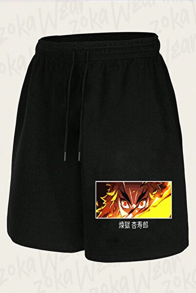 ZOKAWEAR Unisex Rengoku Demon Slayer Kimetsu No Yaiba Design Printed Shorts