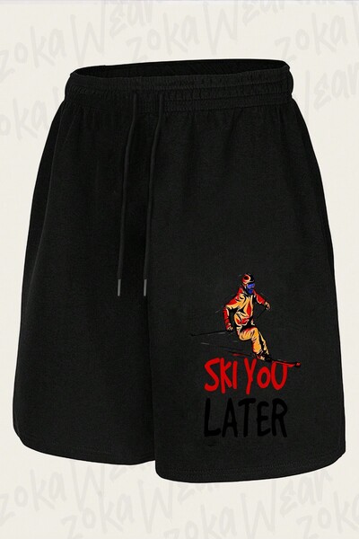 ZOKAWEAR شورت مطبوع بتصميم You Later للجنسين مناسب للتزلج على الجليد