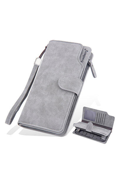 Choice1 Grey Baellerry Retro Long Wallet for Men Business Soft PU Leather Zip...