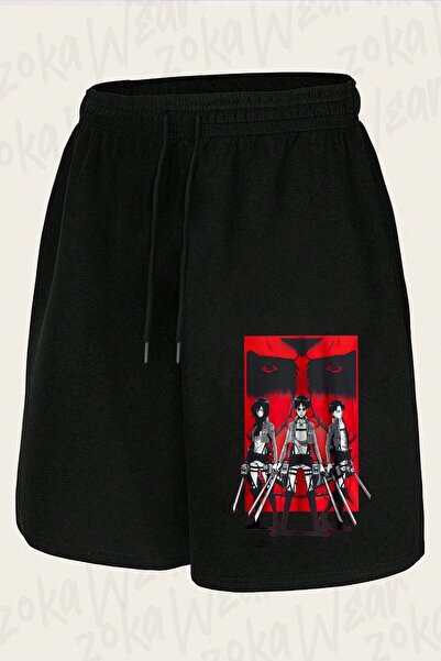 ZOKAWEAR Unisex AOT Levi Mikasa Eren Σορτς με στάμπα με σχέδιο χαρακτήρων anime
