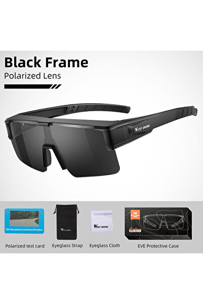 Choice1 Polarized Black WEST BIKING Cycling Glasses Fit Over Myopic Sunglasse...